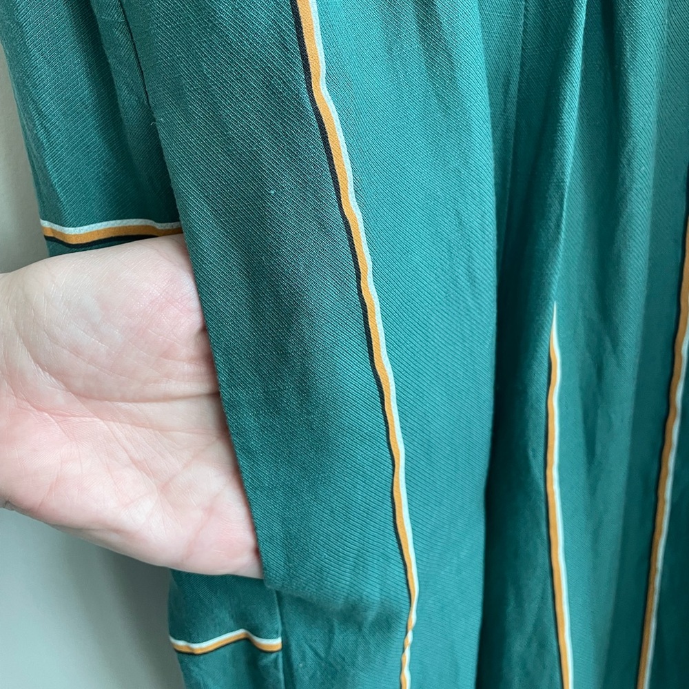 Anthropologie Green Striped V-Neck Wide-Leg Jumpsuit - Picture 6 of 15